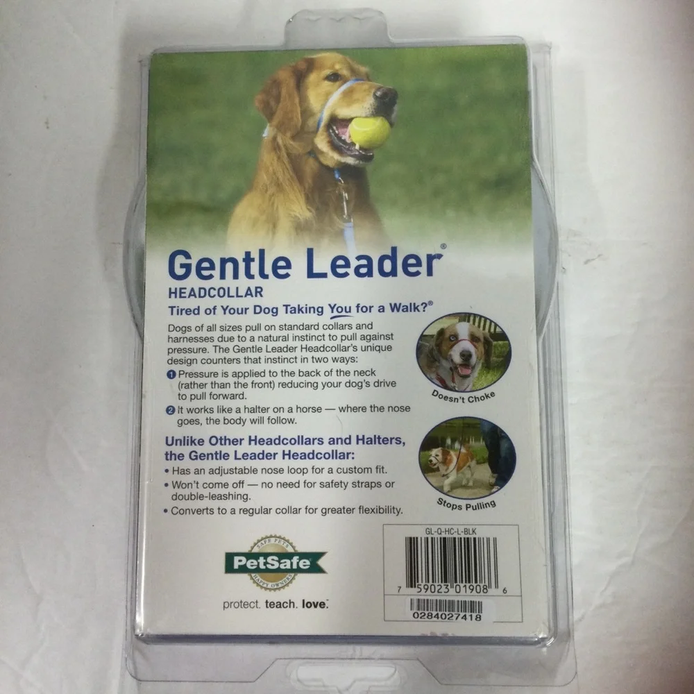 PetSafe Gentle Leader Dog, Head Collar, No-Pull,Lunging,Jumping -Black Sz L